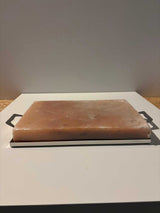 Himalaya zoutsteen kookplaat XL met RVS frame voor BBQ en oven gebruik